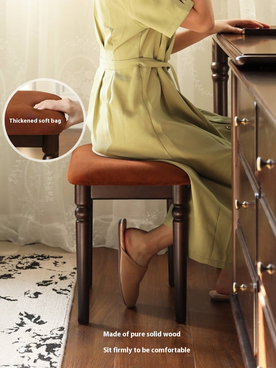 Beech Solid Wood American Retro Style Makeup Stool