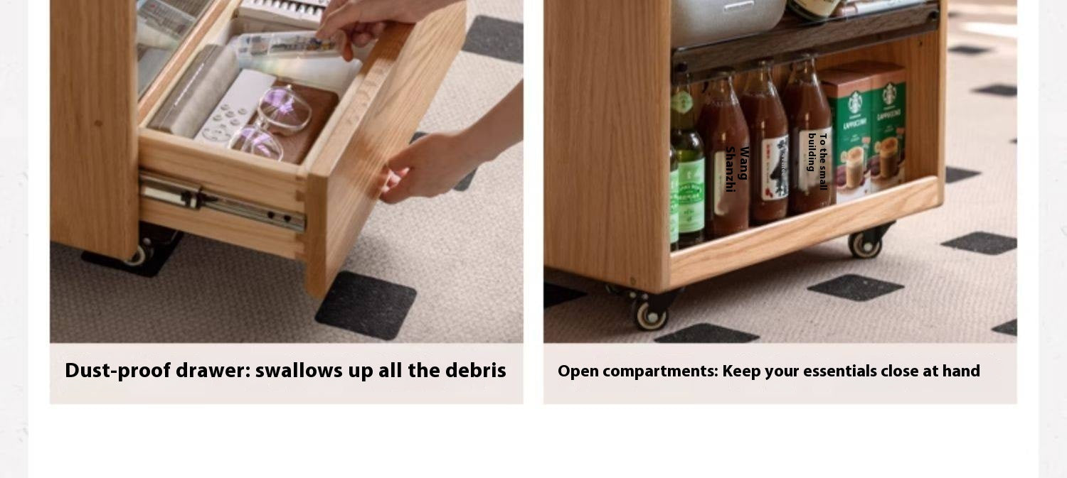 Oak Solid Wood Modern Style Lifting Mobile Coffee Table