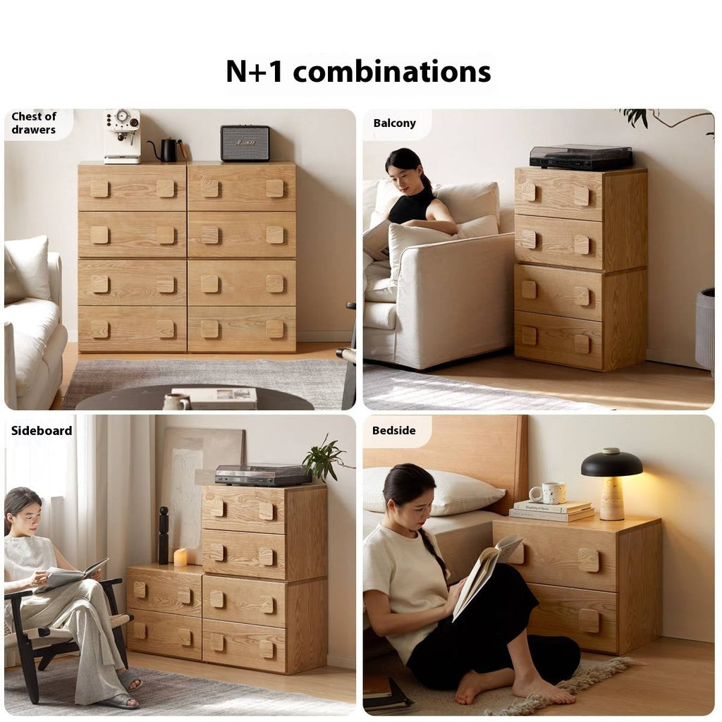 Ash Solid Wood Floor-Standing Module Combination TV Stand