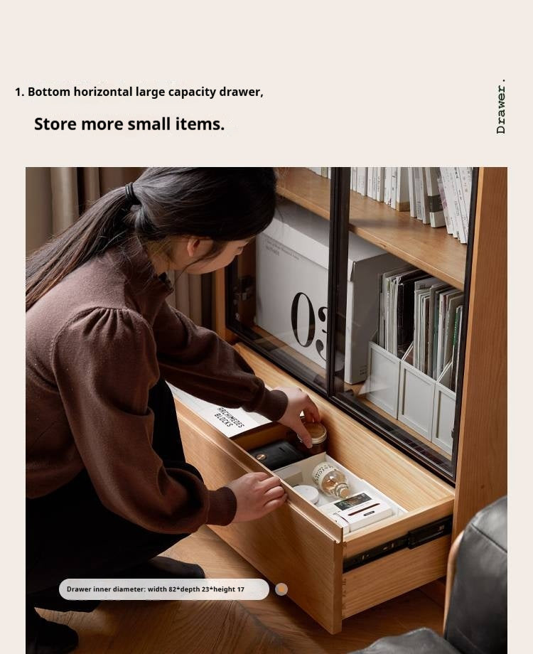 Cherry Solid Wood Bookcase Cabinet Display