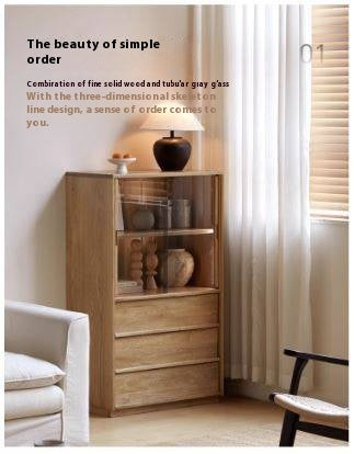 Oak Solid Wood Modern Side Cabinet