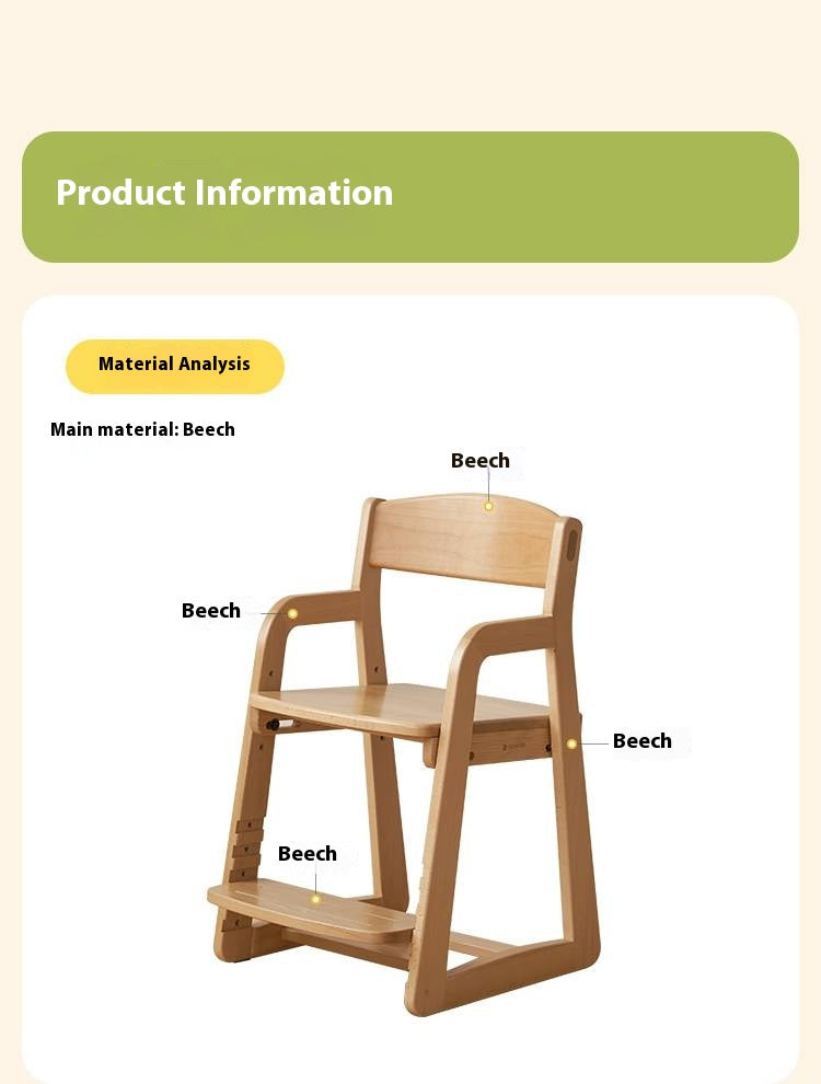Beech Solid Wood Washable Kids Soft Chair