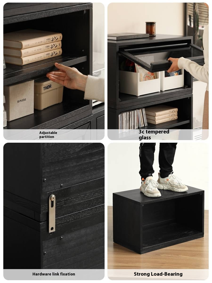 Oak Solid Wood TV Stand Combination Bookcase