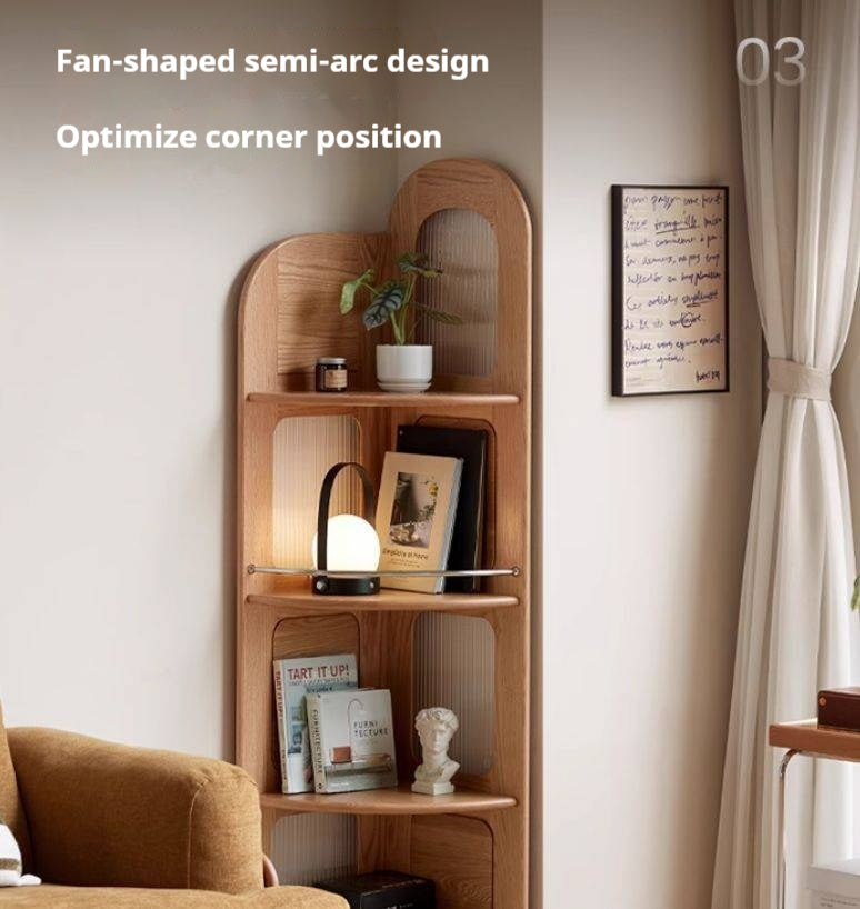 Oak Solid Wood Bookshelf Household Corner  Storage Rack