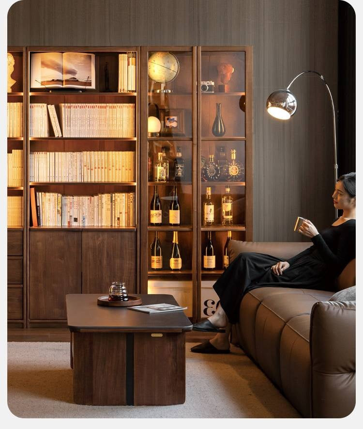 Black Walnut Solid Wood Light Luxury Bookcase and Storage