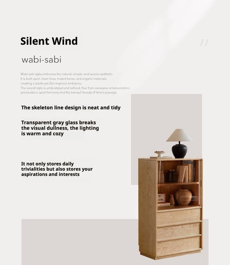 Ash Solid Wood Edge Cabinet Wabi Sabi Style
