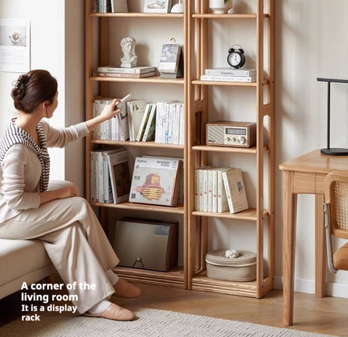 Oak Solid Wood Modern Ultra-Thin Bookshelf