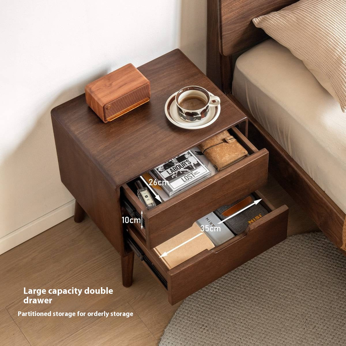 Black Walnut Solid Wood Modern Style Nightstand