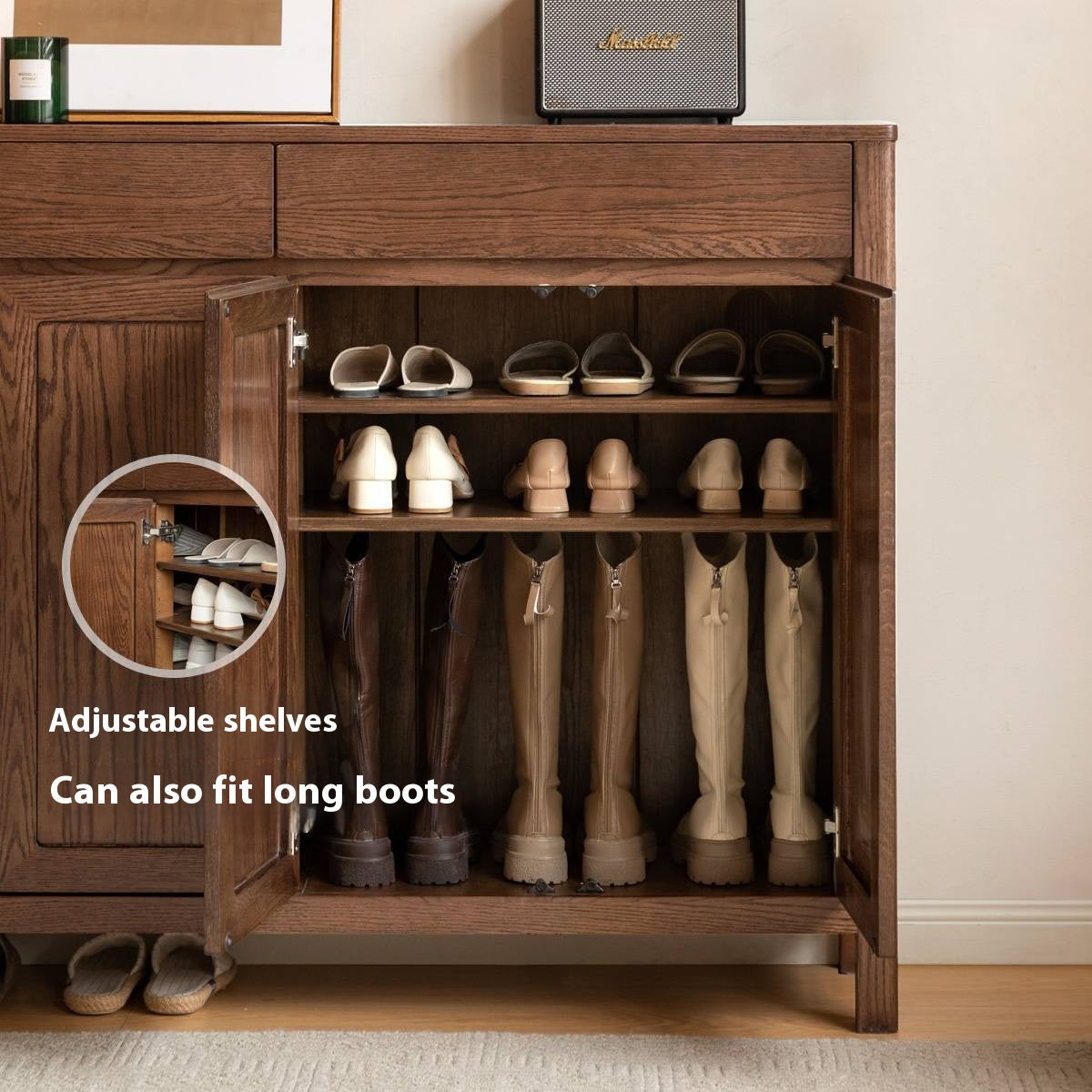 Ash Solid Wood Large Capacity Shoe Cabinet