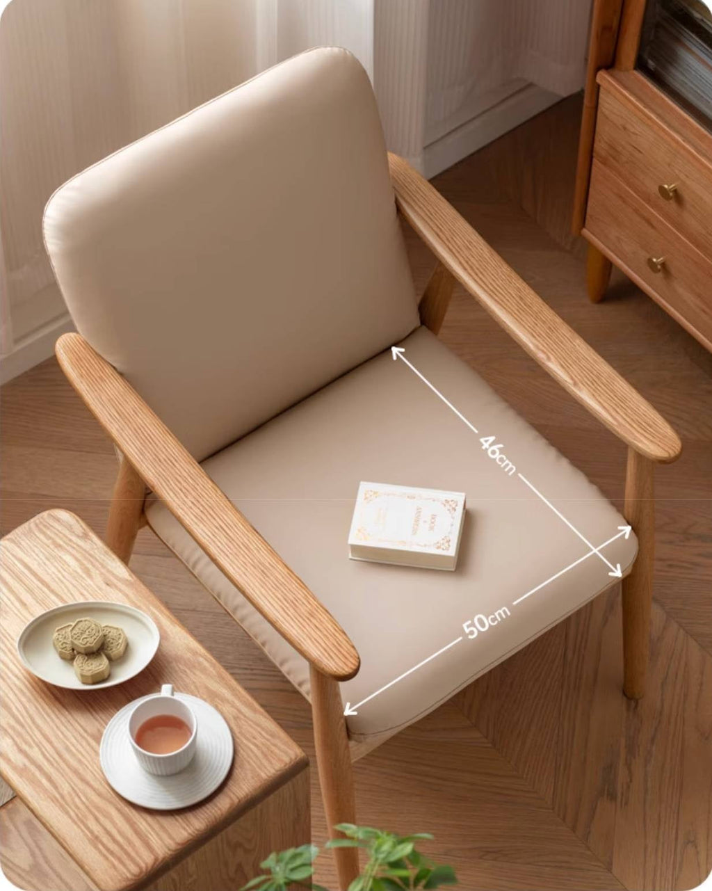 Oak Solid Wood Modern Minimalist Style Leisure Armchair