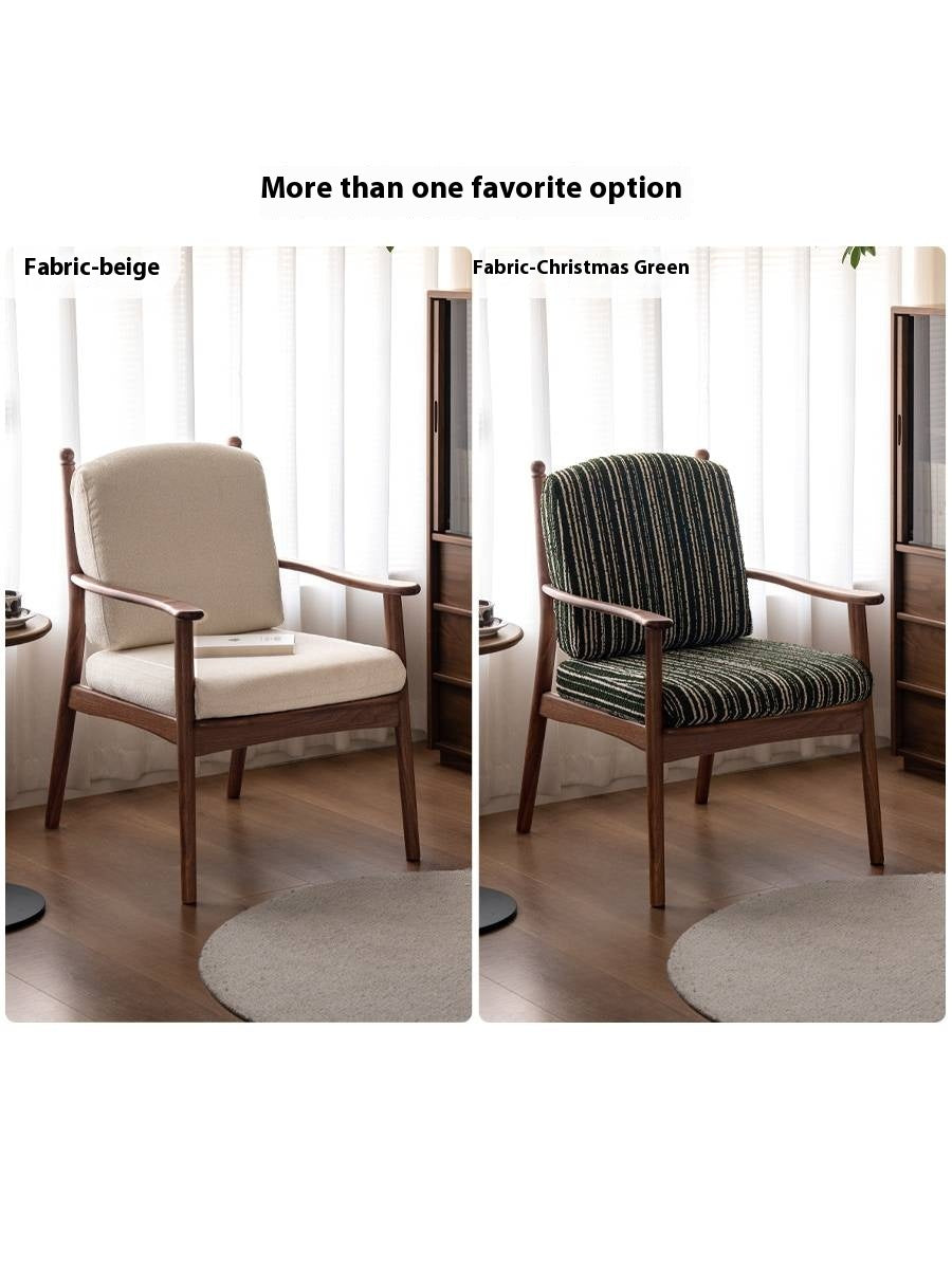 Black Walnut Solid Wood Light Luxury Style Soft Armchair