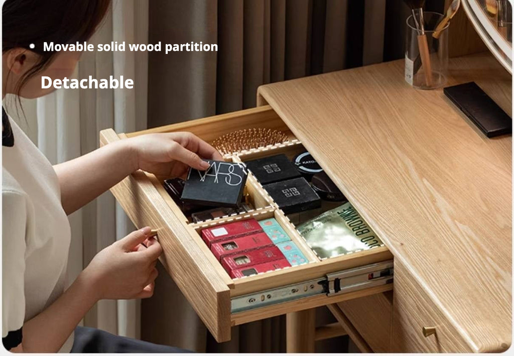 Ash Solid Wood Modern Style Dressing Table Multi Functional