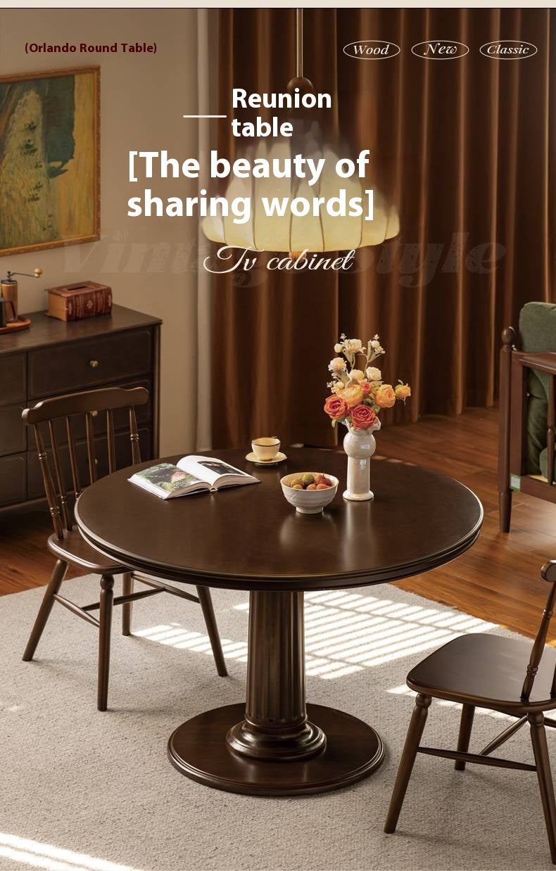 Poplar Solid Wood Dining Table American Retro