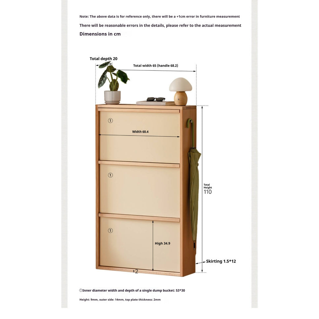 Beech Solid Wood Shoe Cabinet Hallway Cabinet
