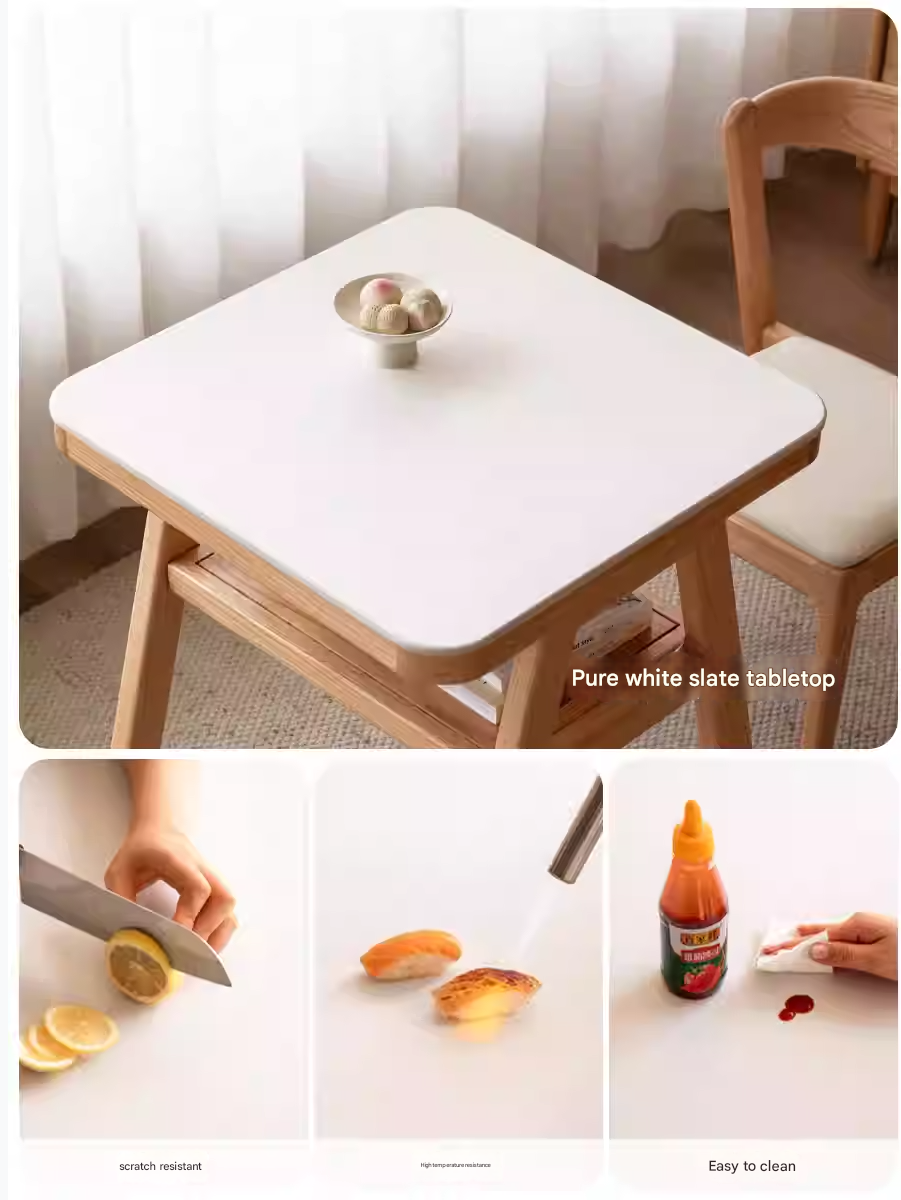 Oak Solid Wood Restaurant Rock Board Dining Table