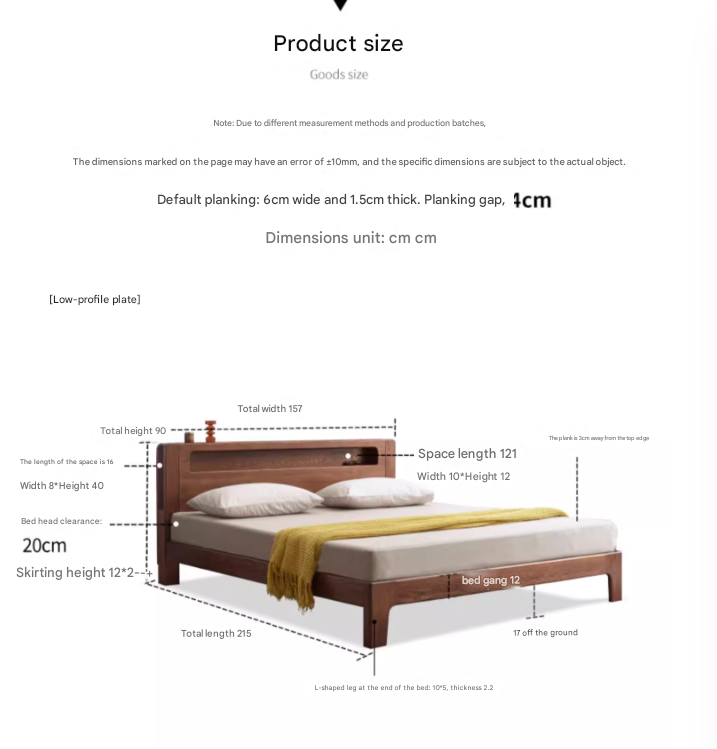 Oak solid wood bed with light walnut-color-USA