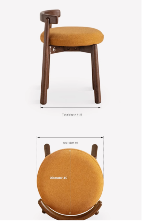 Black Walnut, Oak Solid Wood, Solid RubberWood Makeup Stool