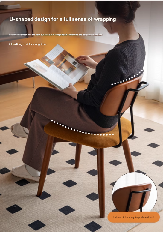 Set pcs 4 Beech, Cherry Solid Wood Medieval Style Soft Retro Dining Chair