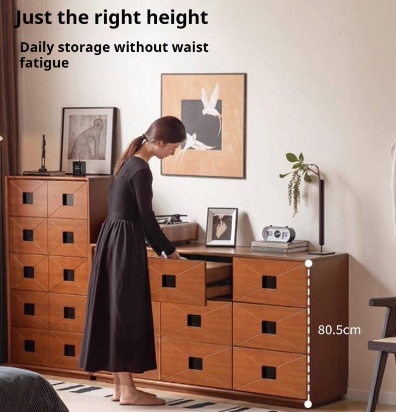 Poplar Solid Wood Medieval Style Drawer Cabinet