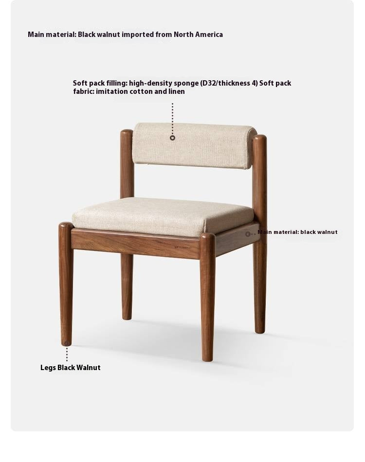 Black Walnut, Oak Solid Wood Tea Chair