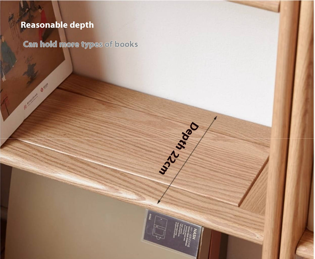 Rubberwood, Oak Solid Wood Modern Style Bookshelf