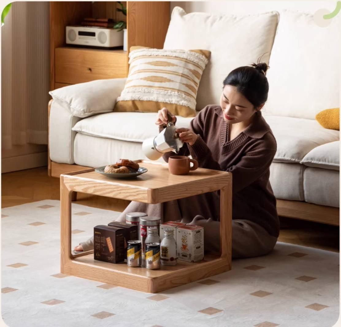 Oak Solid Wood Square Coffee Table Module Combination
