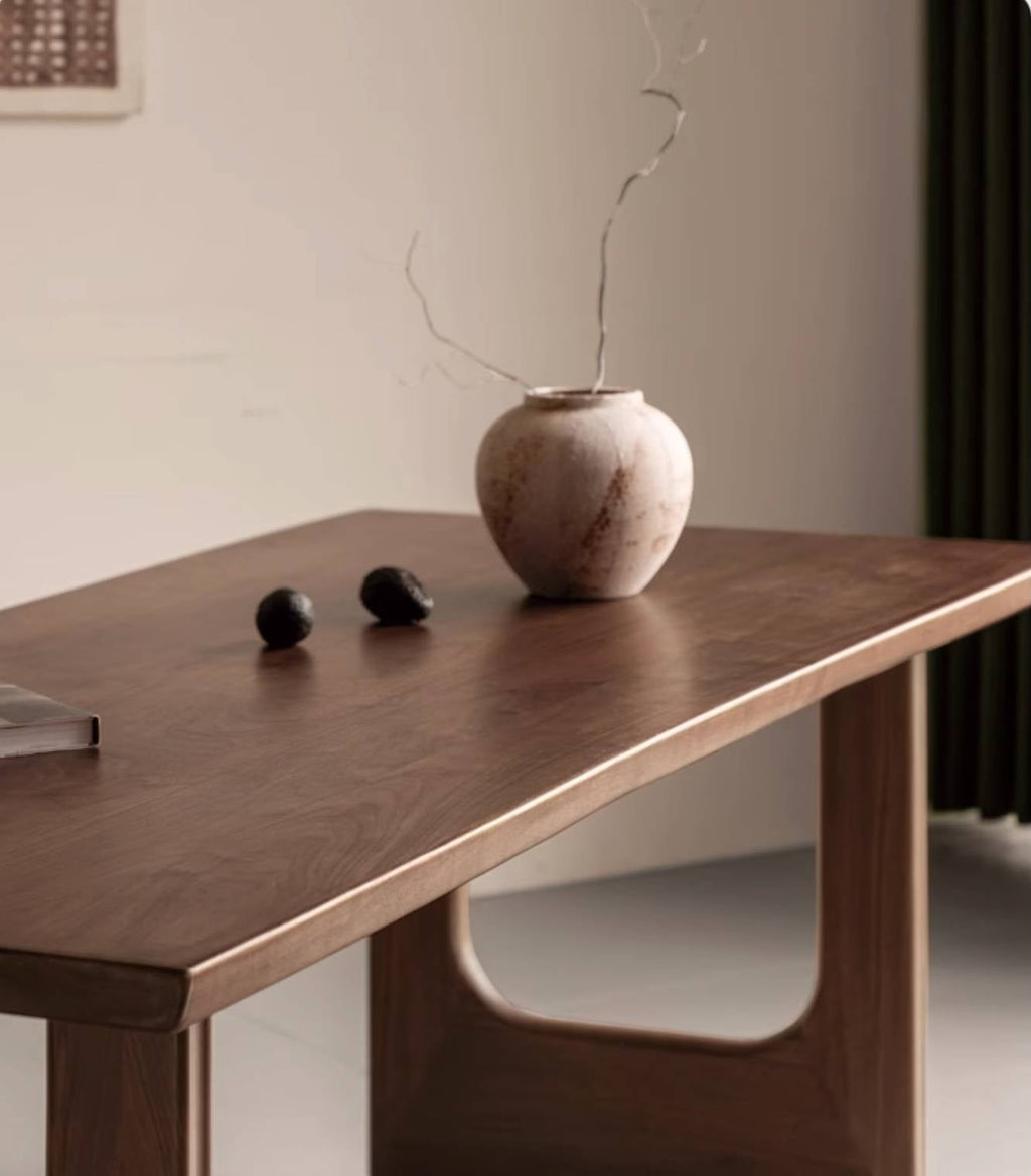 Black Walnut Solid Wood Wabi Sabi Style Large Board Dining Table