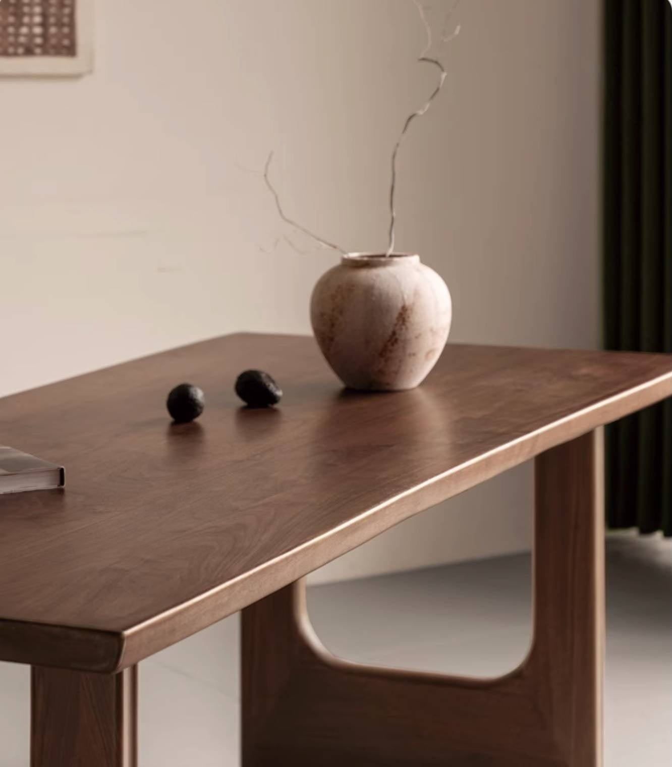 Black Walnut Solid Wood Wabi Sabi Style Large Board Dining Table