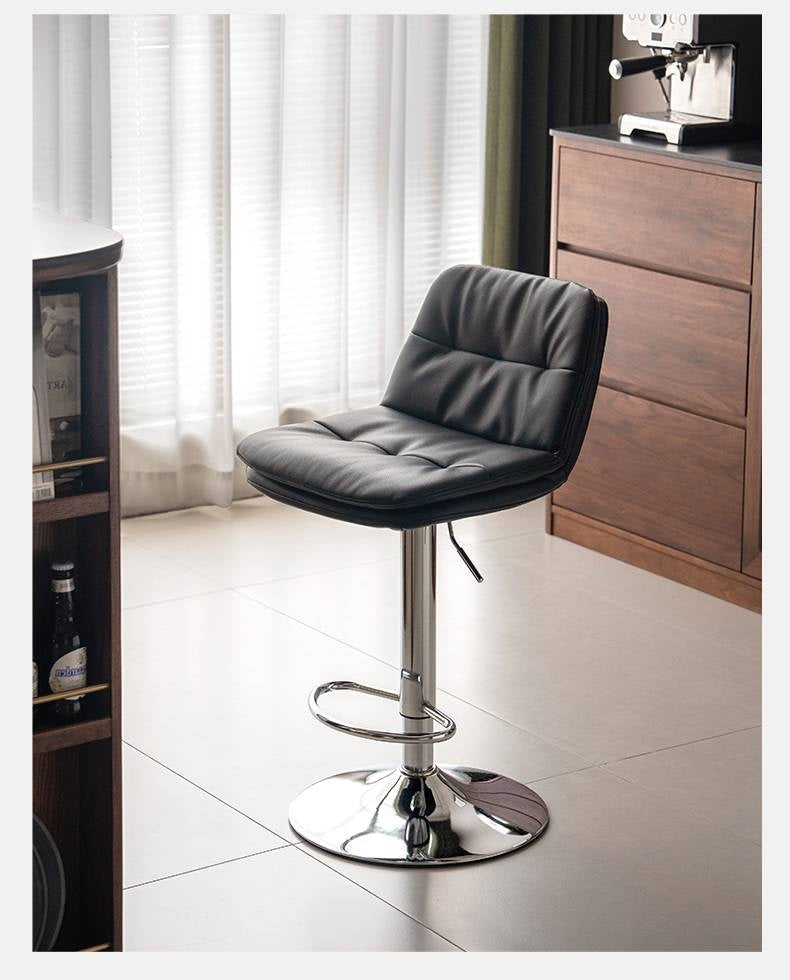 Leather High Backrest Rotating Bar Chair