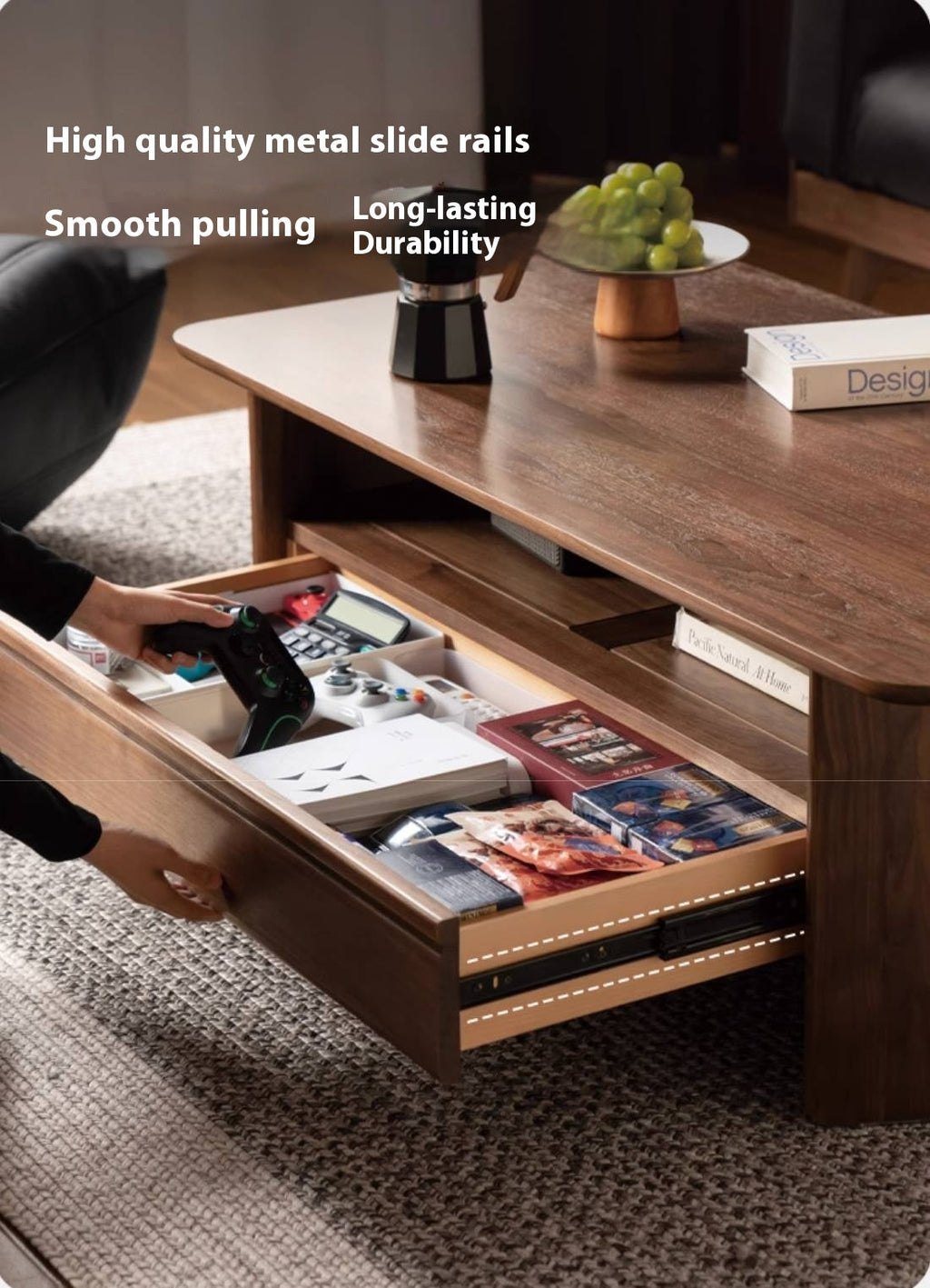 Black Walnut Solid Wood Rock Plate Coffee Table