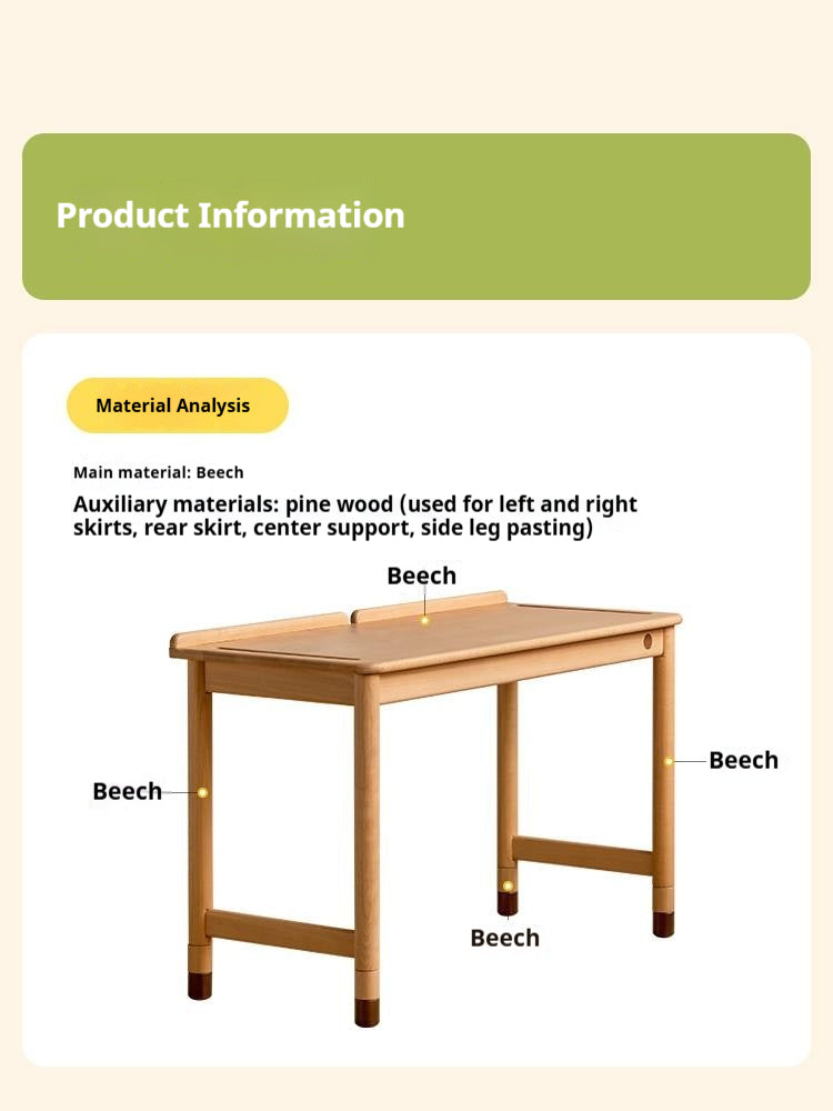 Beech Solid Wood Children's Learning Desk.