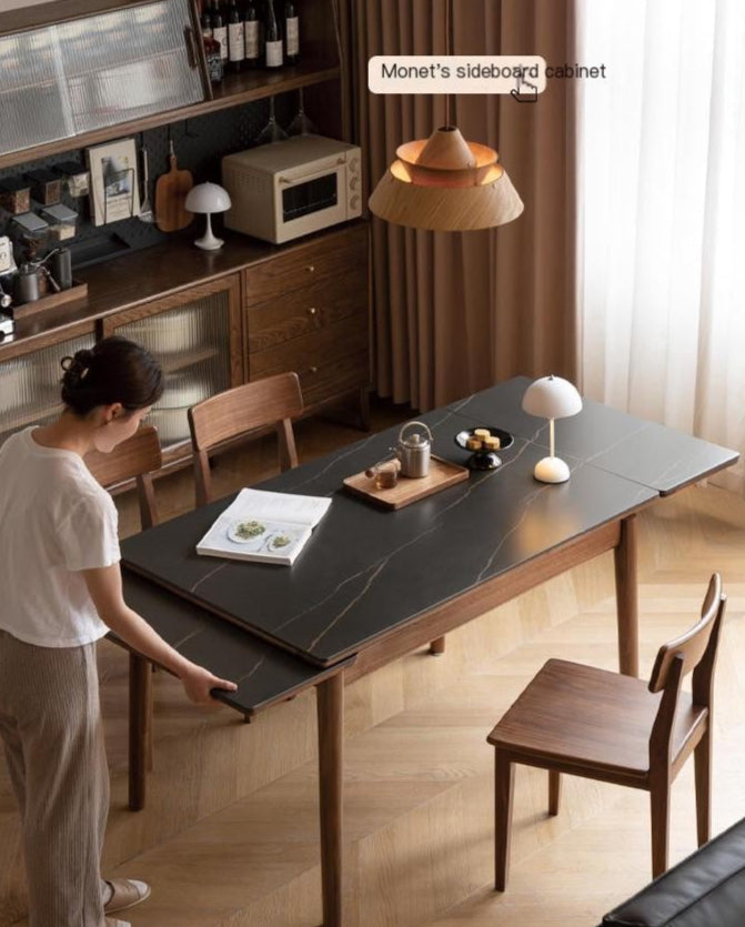 Black Walnut Solid Wood and Rock Plate Dining Table