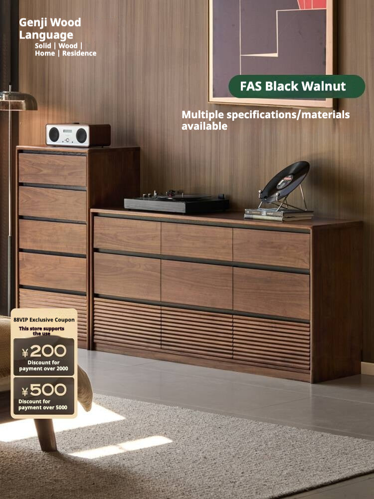 Black Walnut Solid Wood Italian Light Luxury Drawer