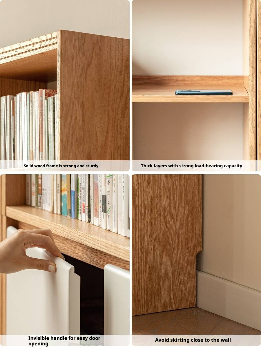 Oak Solid Wood Cream Style Bookcase