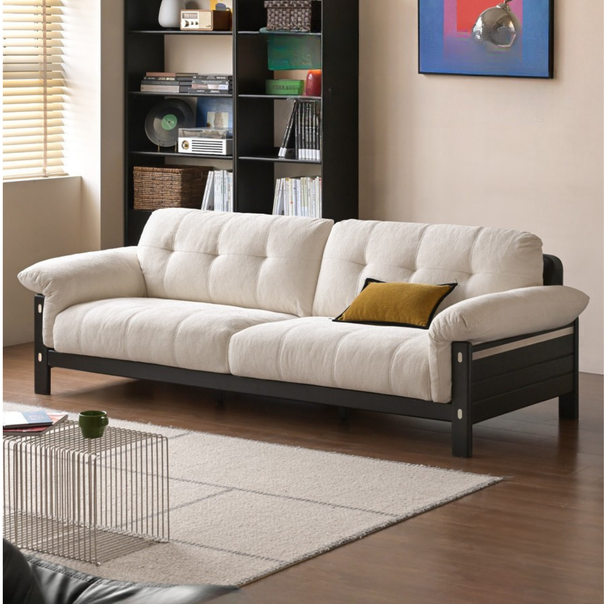 Ash Solid Wood Fabric, Leather Sofa
