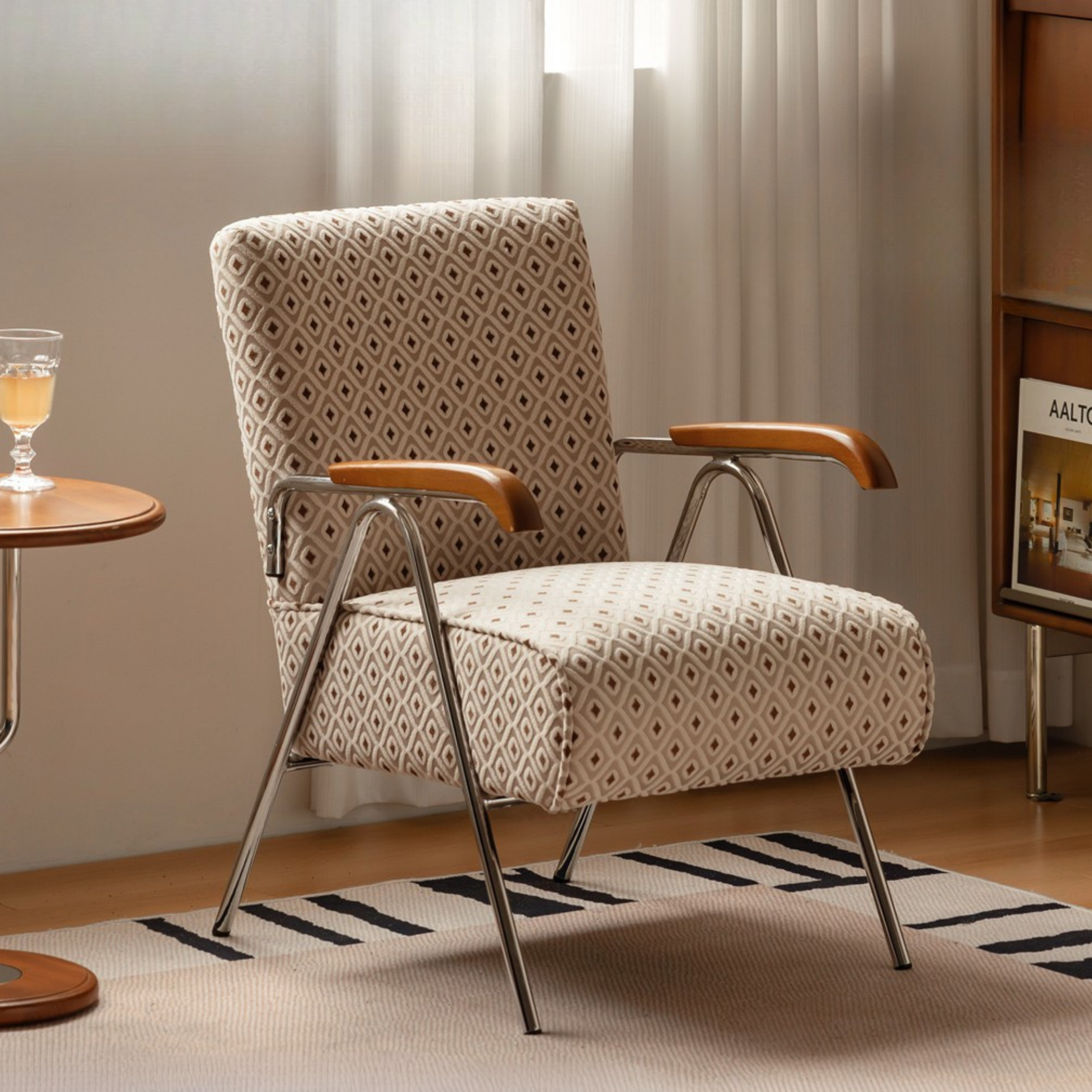 Beech Solid Wood Fabric Sofa Chair