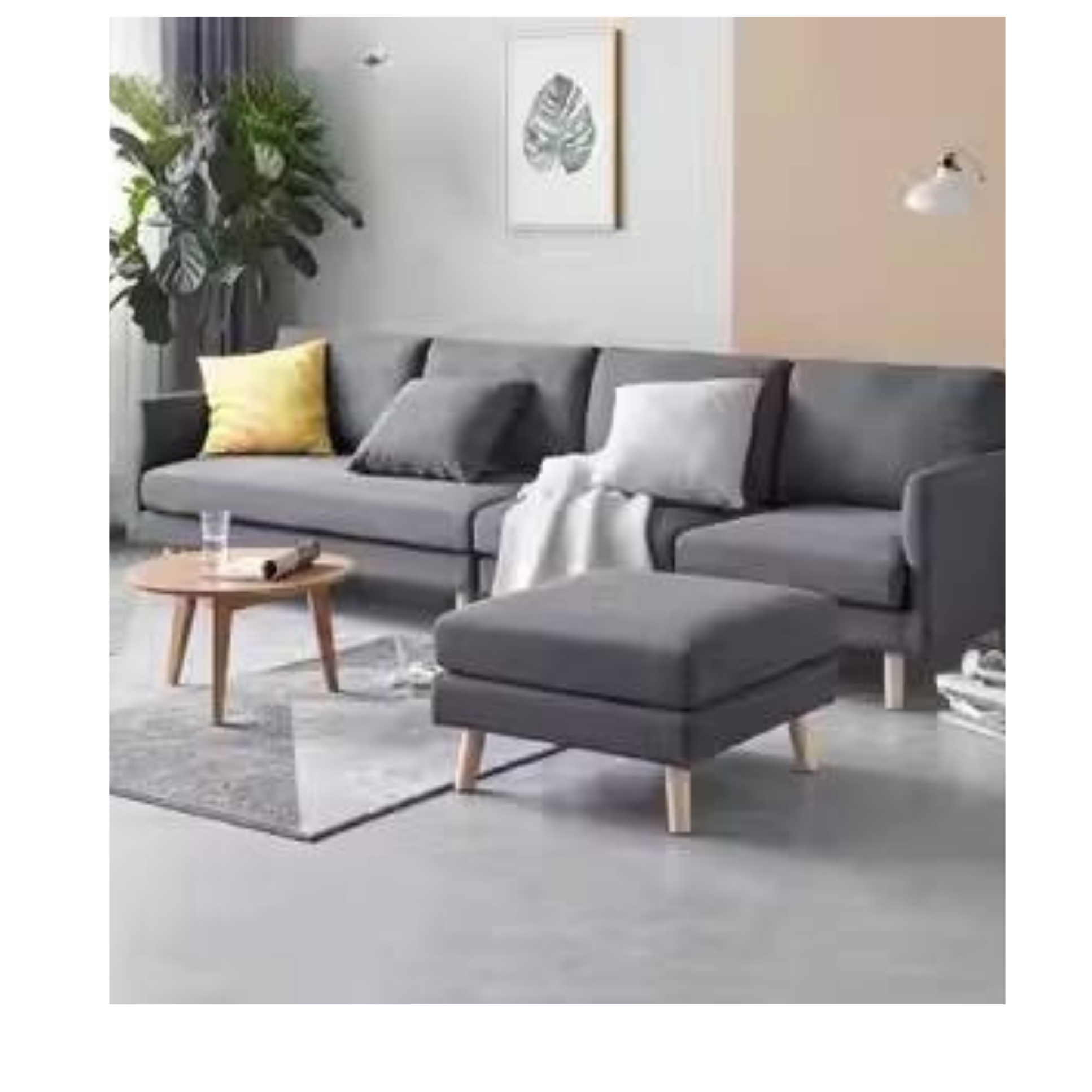 Fabric Wooden Modern Sofa Footstool