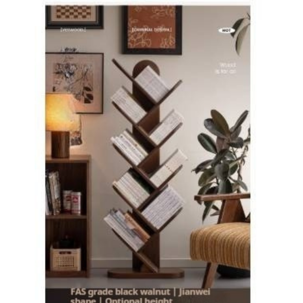 Black Walnut, South American Walnut Solid Wood Bookshelf Storage Rack