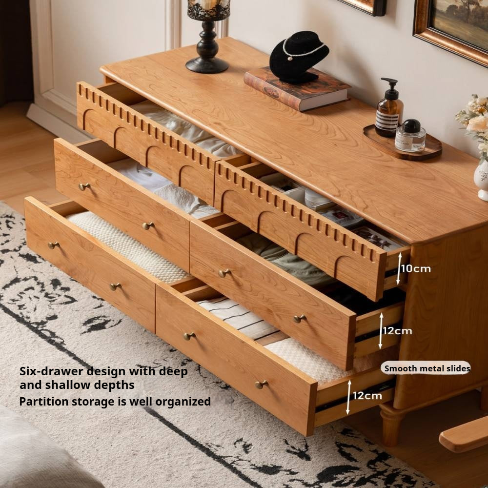 Cherry Solid Wood French Retro Bucket Cabinet