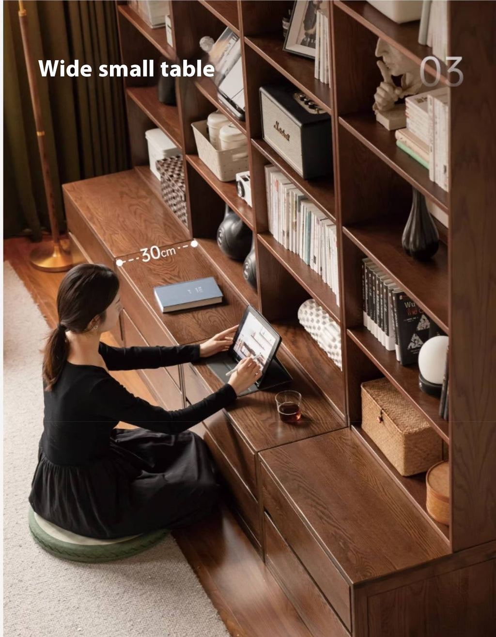 Oak Solid Wood Modern Minimalist Style Bookcase And Storage