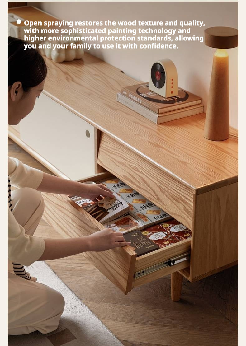 Oak Solid Wood Modern TV Stand.