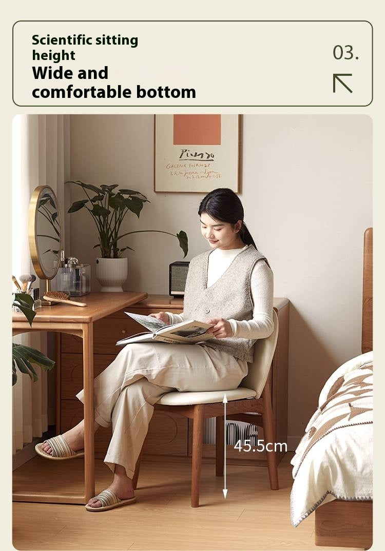 Black Walnut, Cherry Solid Wood Makeup Light Luxury Style Chair