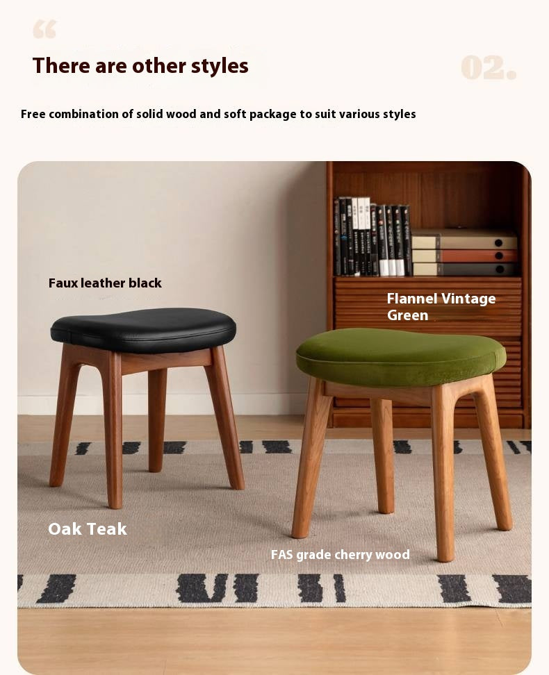 Ash, Black Walnut, Oak, Sandalwood Solid Wood Makeup Stool