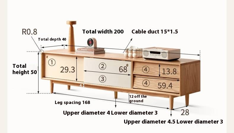 Oak Solid Wood Modern TV Stand.