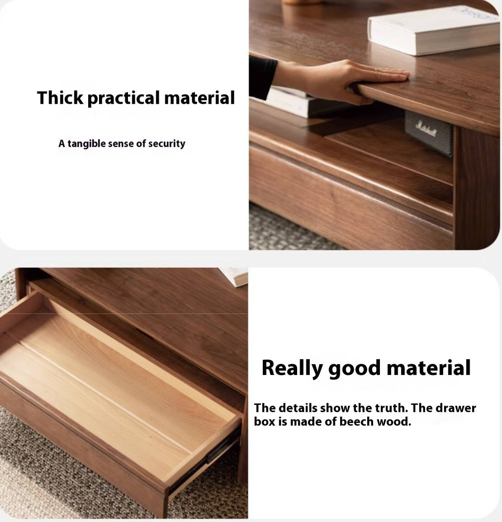 Black Walnut Solid Wood Rock Plate Coffee Table