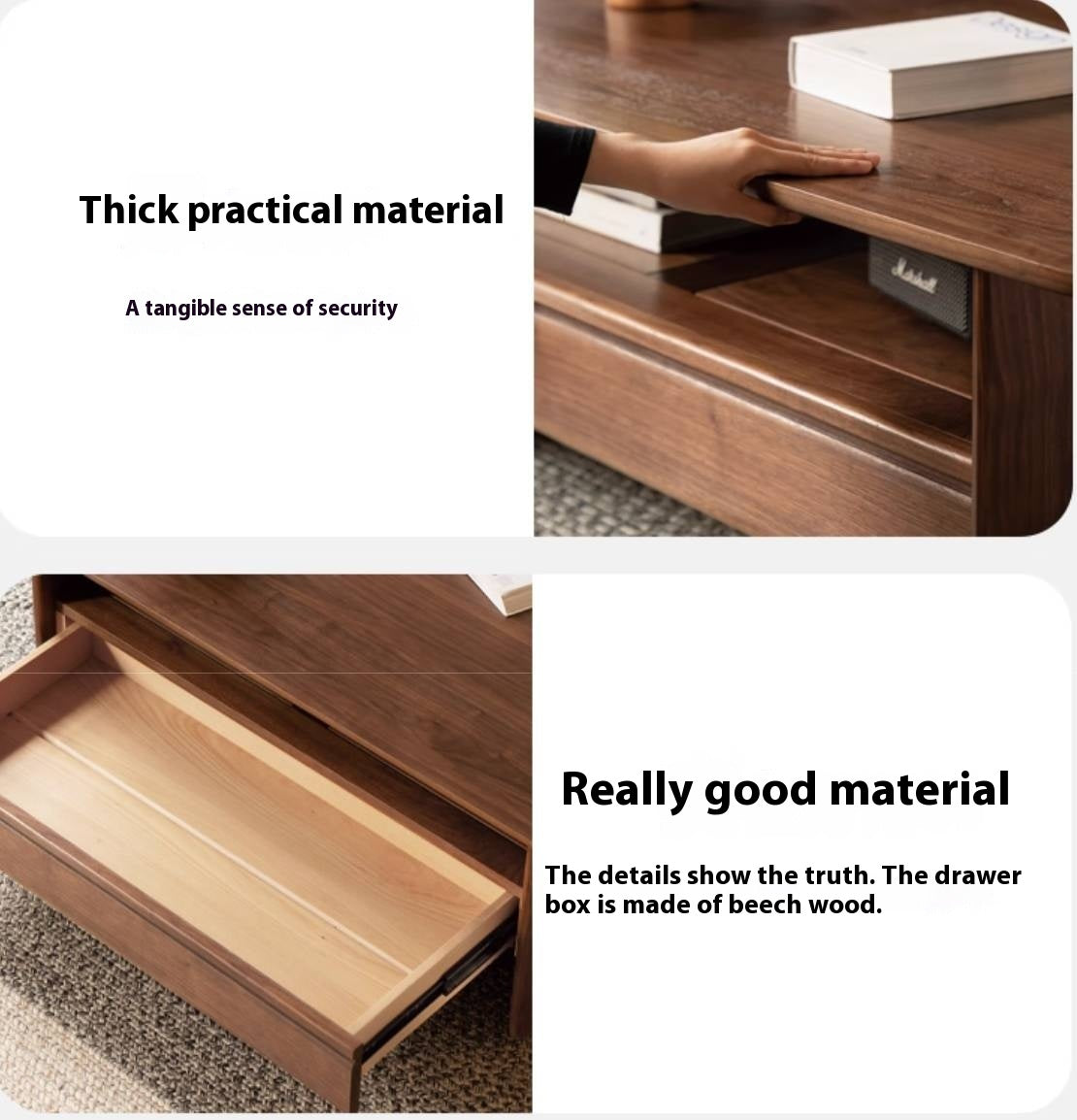 Black Walnut Solid Wood Rock Plate Coffee Table