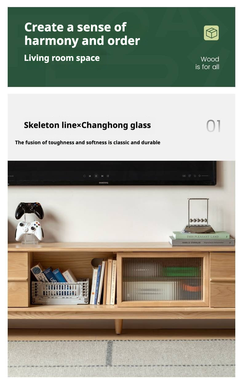 Ash Solid Wood Modern Style TV Stand