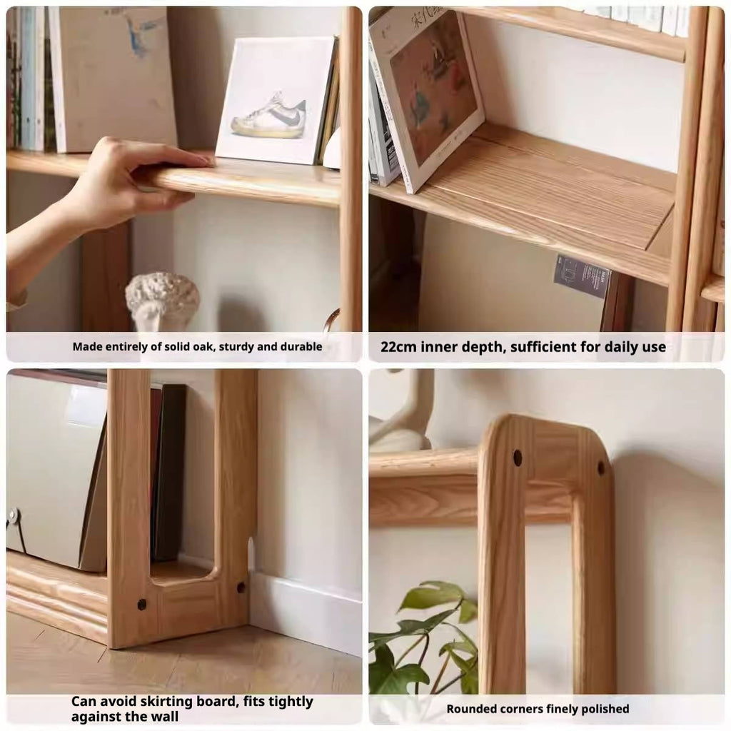 Oak Solid Wood Modern Ultra-Thin Bookshelf