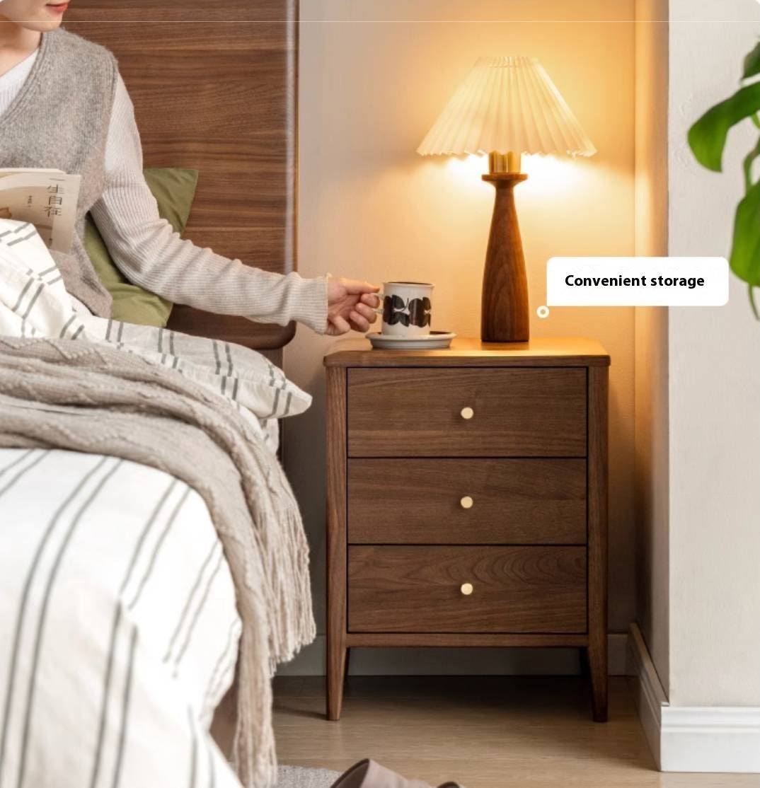 Black Walnut Solid Wood Nordic Style Nightstand