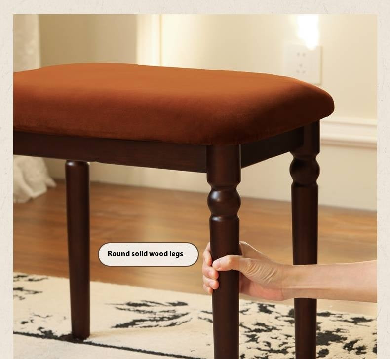 Beech Solid Wood American Retro Style Makeup Stool